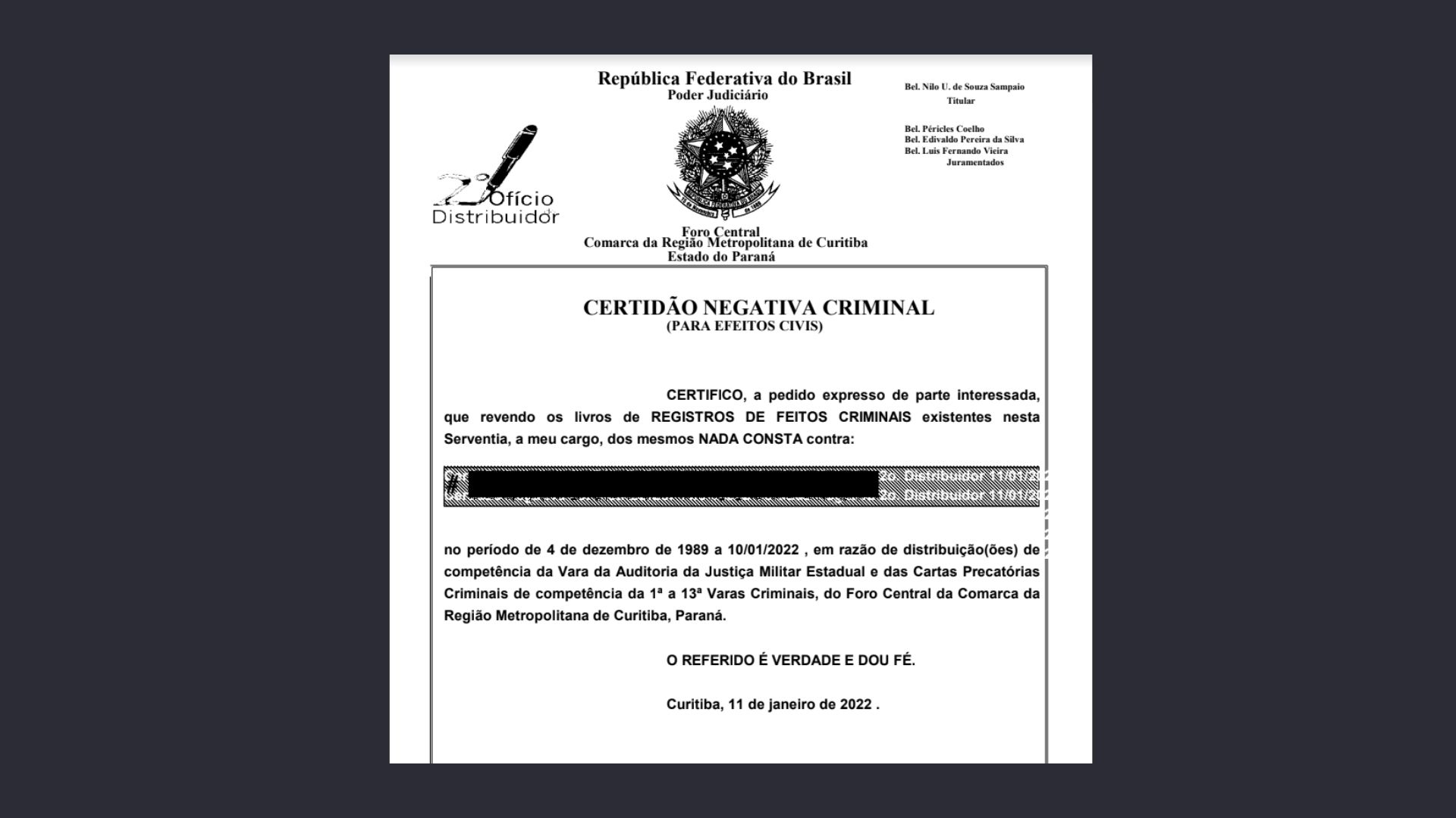 Como solicitar gratuitamente as certidões negativas do 1° E 2° OFÍCIO –  Vigilantes Curitiba